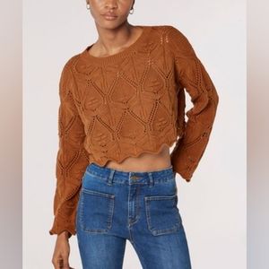 NWT Apricot Light Pointelle Crop